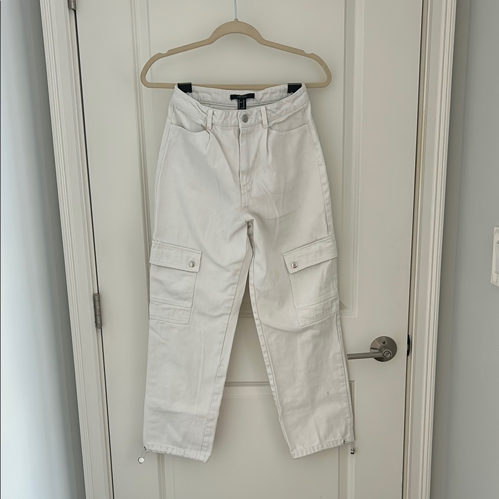 Women's White Cargo Pants
